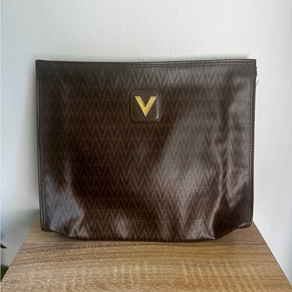 Mario Valentino Clutch Bag V Mark PVC x Leather Authentic